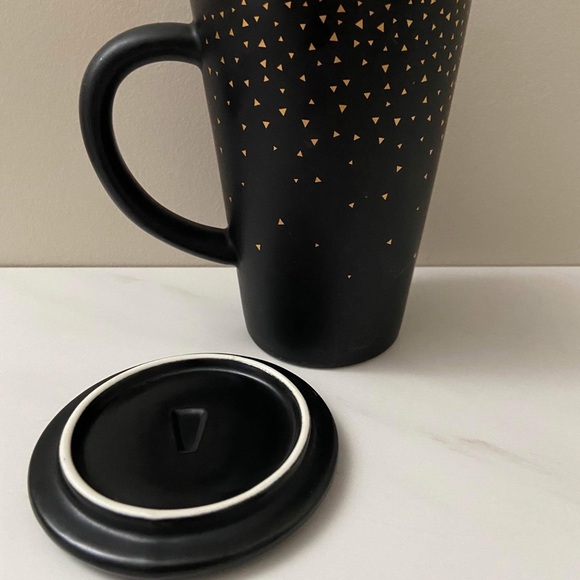 David's Tea Let It Shine Perfect Mug with lid Black Gold Cup 12oz - Picture 2 of 4